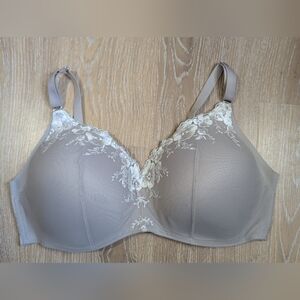 La Vie En Rose Lightly Lined Sleekback Taupe Lace Underwire Bra Women's 42E